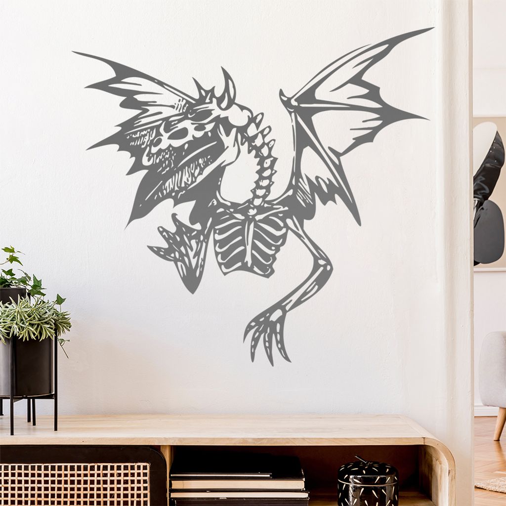 Skelettdrache Wandtattoo in 6 Größen - Wandaufkleber Wall Sticker - Dekoration, Küche, Wohnzimmer, Schlafzimmer, Badezimmer