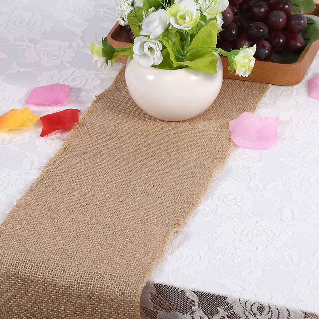 Rustikaler Tischläufer aus Juteband, 15 x 500 cm, für Stühle, Zuhause, Hochzeiten und Partys