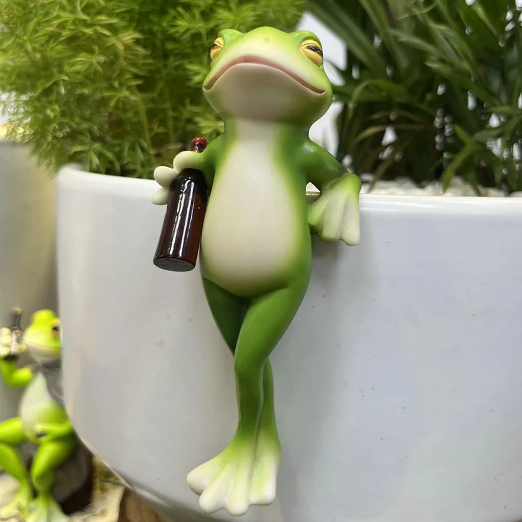 Figurine de jardin grenouille résine - Déco extérieure suspendre (A)