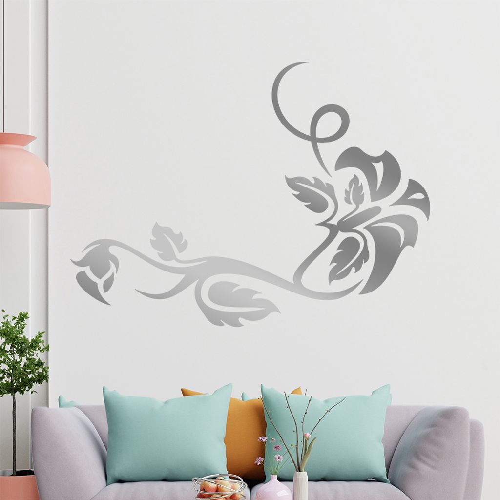 Blume - Linien Wandtattoo in 6 Größen - Wandaufkleber Wall Sticker - Dekoration, Küche, Wohnzimmer, Schlafzimmer, Badezimmer