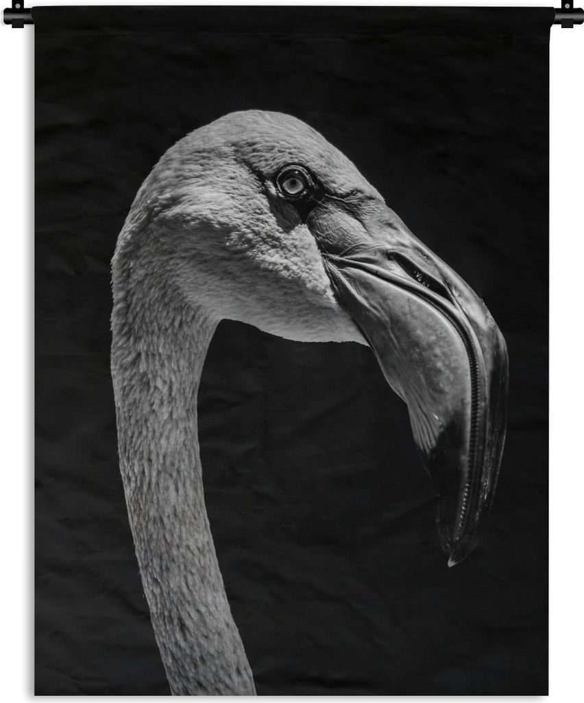 MuchoWow Wandteppich Wandbehang Tierporträt Flamingo in schwarz und weiß 60x80 cm Tapisserie Dekoration Wandtuch - Decke - Wandtücher - Wohne