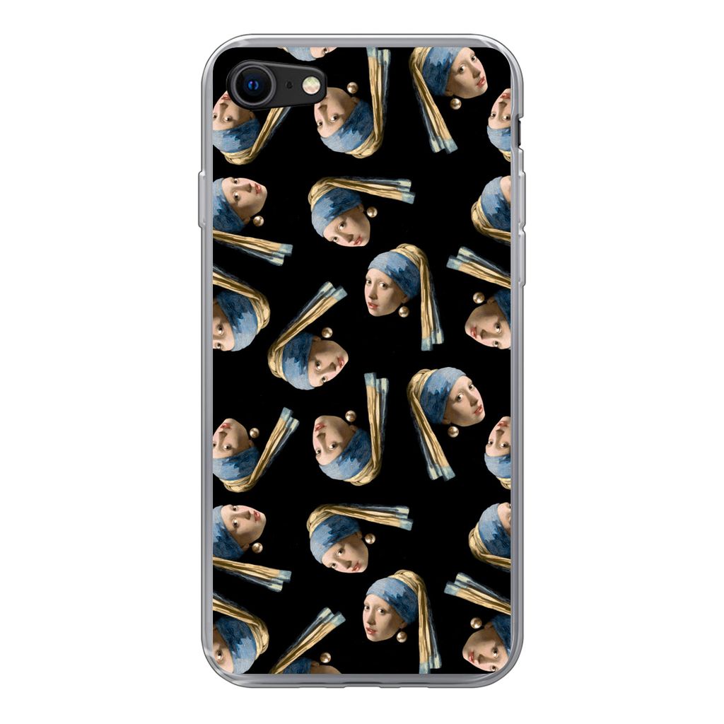MuchoWow Handyhülle Schutzhülle Hülle für iPhone 7 Das Mädchen mit dem Perlenohrring - Muster - Vermeer Silikon Softcase Handy Hülle - Kart...