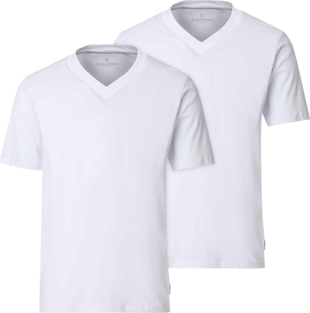 CasaModa Doppelpack V-Neck T-Shirts weiß Übergröße