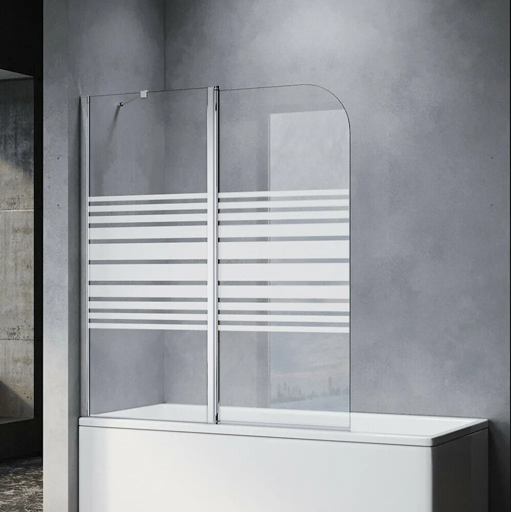 Écran de Baignoire Pliant 120x140 cm en Verre Givre et Profilé Argent
