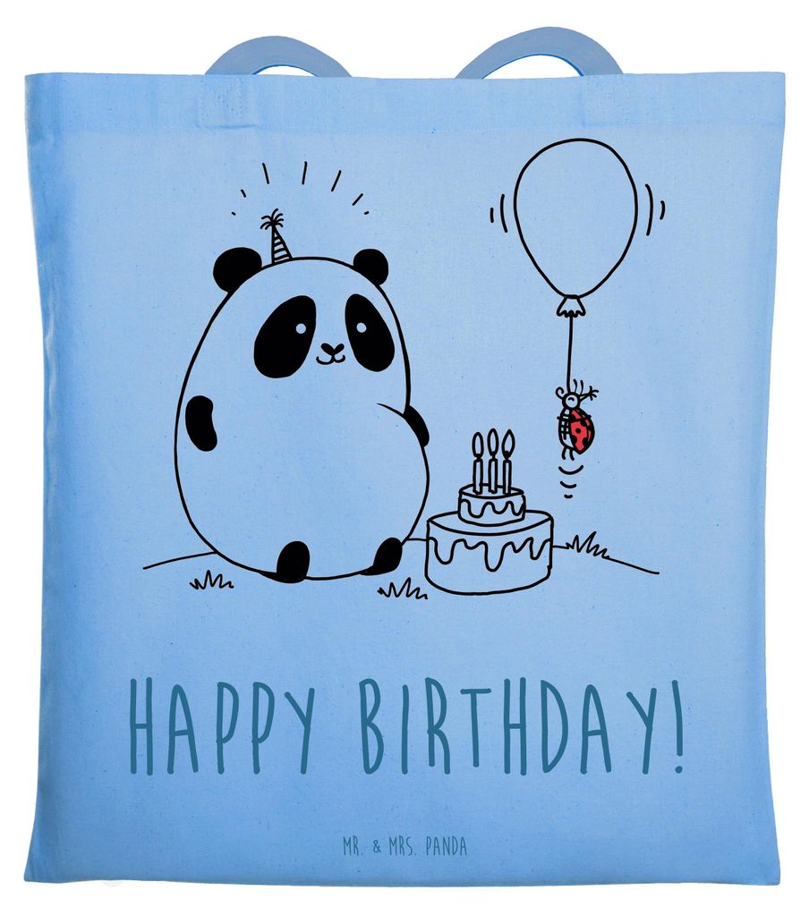 Mr. & Mrs. Panda Stoffbeutel Panda Geburtstag - Sky Blue - Geschenk, Schultasche, Tasche, einkaufsshopper, Tote Bag, Shopping, Laptoptasche