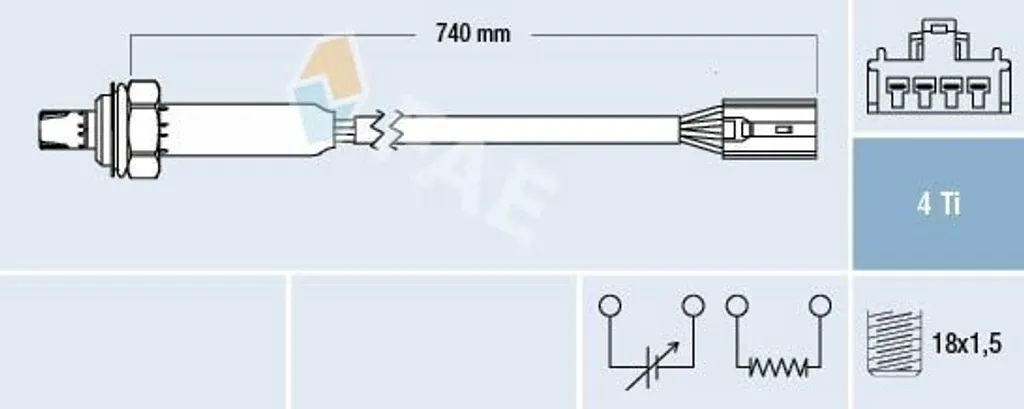 Sonde lambda FAE 77189 post-catalyseur pour Volvo V40 break (645) - Fiable