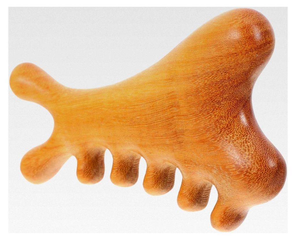 Holz-Fußmassagegerät mit sechs Klauen, ergonomischer Massagestab mit langem Griff zur Meridianstimulation, Muskelentspannung und Durchblutungsfö...