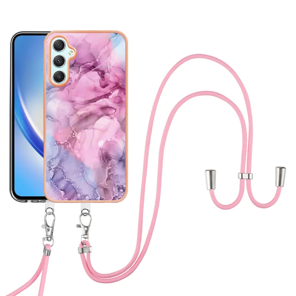Custodia Samsung Galaxy A24 con Cordino Rosa - Protezione TPU a Fantasia