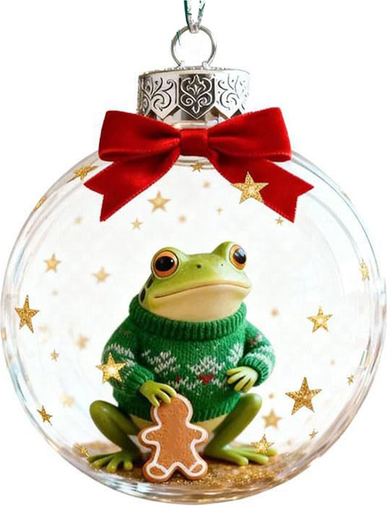 Weihnachtskugel-Set 2026, handgefertigte 3D-Frosch-Ornamente, verschiedene Froschmotive, Weihnachtsdekorationen