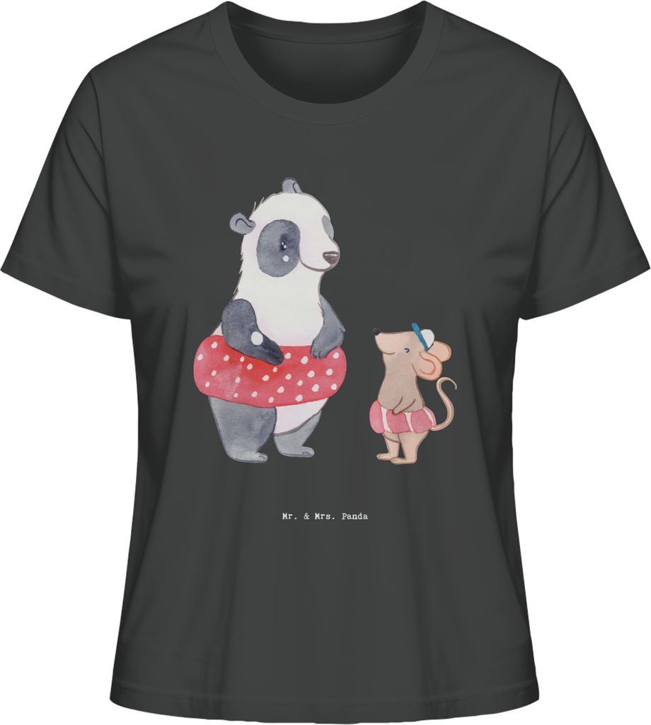 Mr. & Mrs. Panda Damen T-Shirt Otter Schwimmen Größe S - Anthrazit - Geschenk, Baumwoll, Shirt Mit Spruch, Wassersport, Oberteil, Sommershirt, Sc...