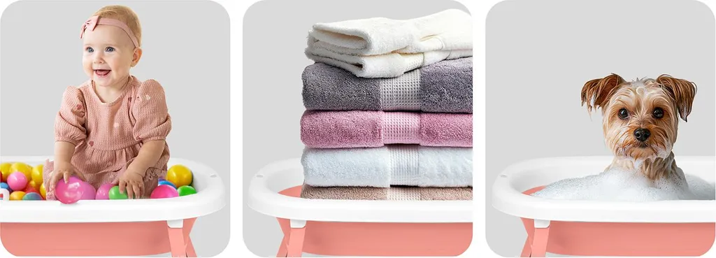 Baignoire bébé compacte avec thermomètre digital et support stable