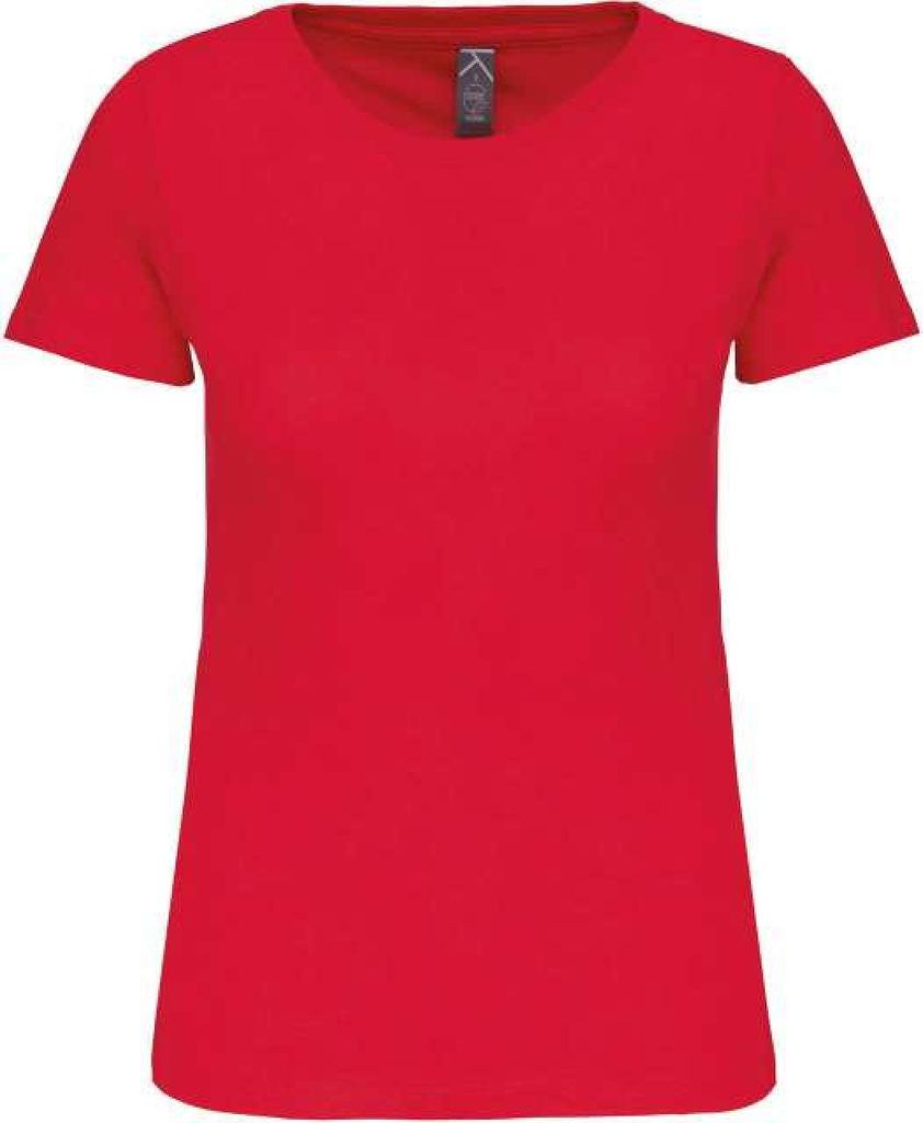 Kariban Damen T-Shirt Baumwolle Kurzarm Basic Shirt Rundhals, Größe:XL, Farbe:Rot