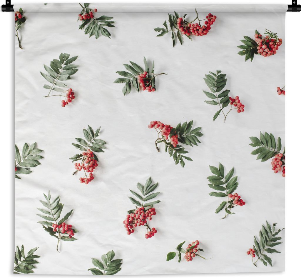 MuchoWow Wandteppich Wandbehang Winter - Weiß - Mistelzweig 150x150 cm Tapisserie Dekoration Wandtuch - Wohnaccessoires - Modernes