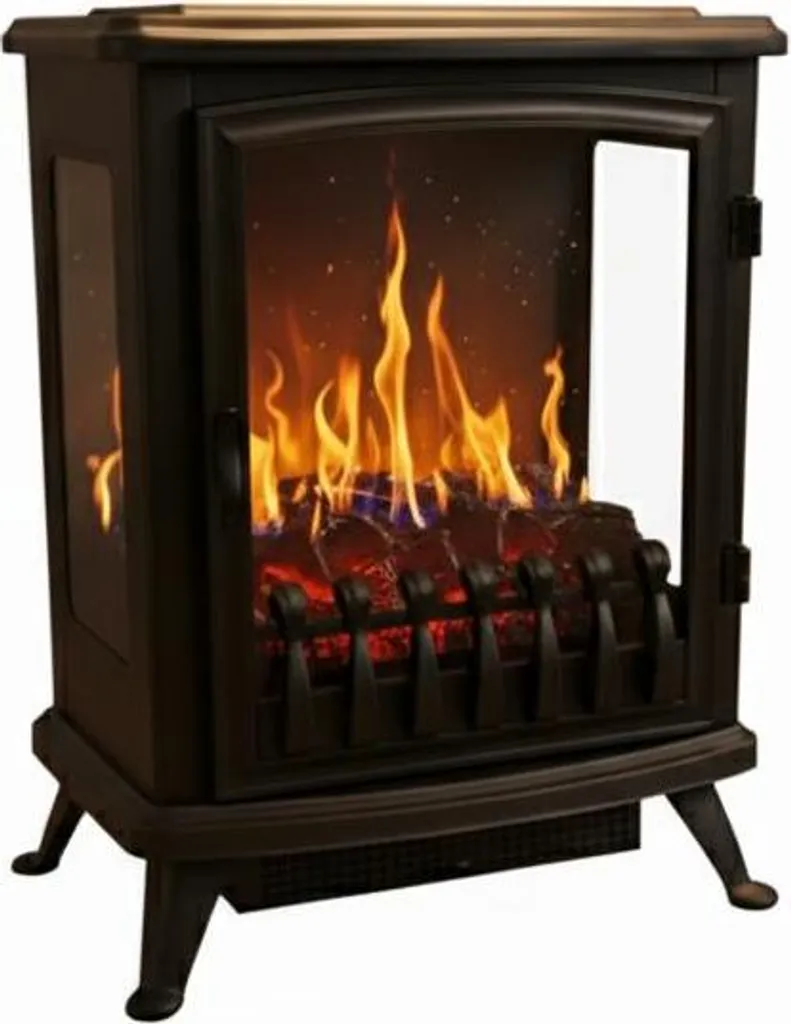 Cheminée Électrique Mobile Fire Glass - Chauffage d'Appoint Design LED