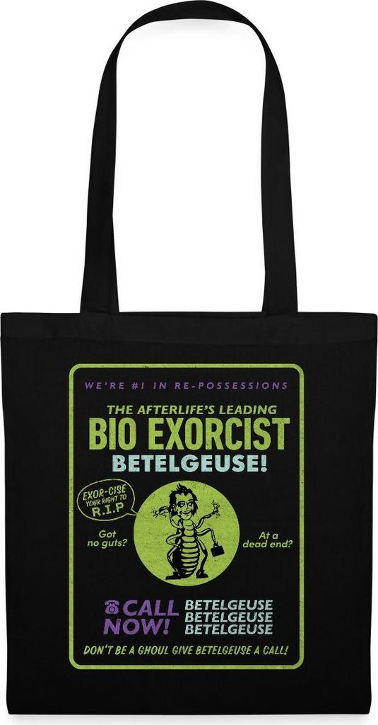 Spreadshirt Beetlejuice 2 Bio Exorcist Betelgeuse Anzeige Stoffbeutel, One size, Schwarz
