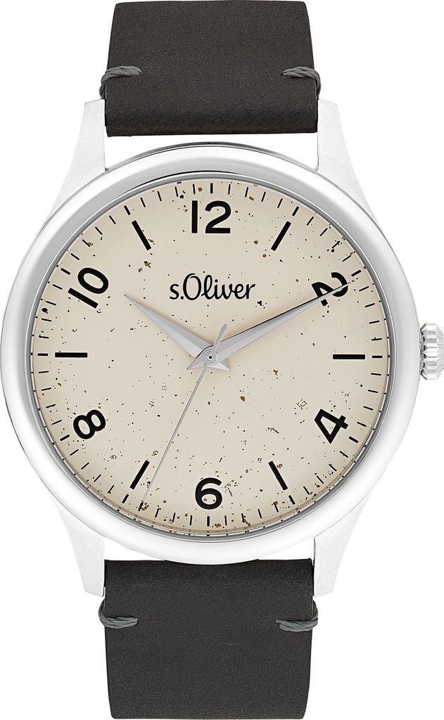 s.Oliver 2033546 Uhr Herrenuhr Lederarmband schwarz Produktbild 