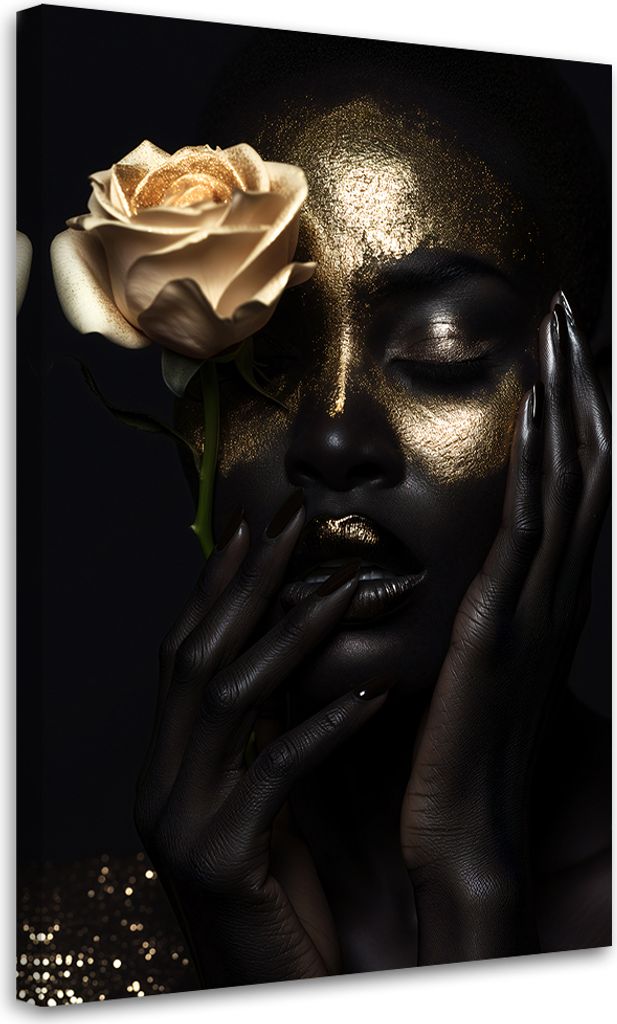 Leinwandbild Frau Gold Glamour 40x60 Feeby Schwarz bild für die wand bereit zum aufhängen