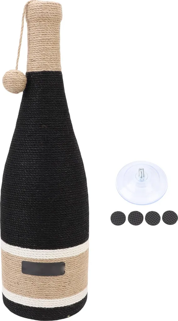 Griffoir chat bouteille de vin en corde de chanvre tressée 60cm