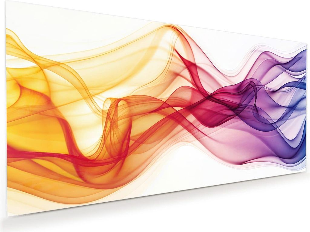 Glasbild 100x50cm in XXL für Wohnzimmer, Schlafzimmer Motiv Farbige Wellen