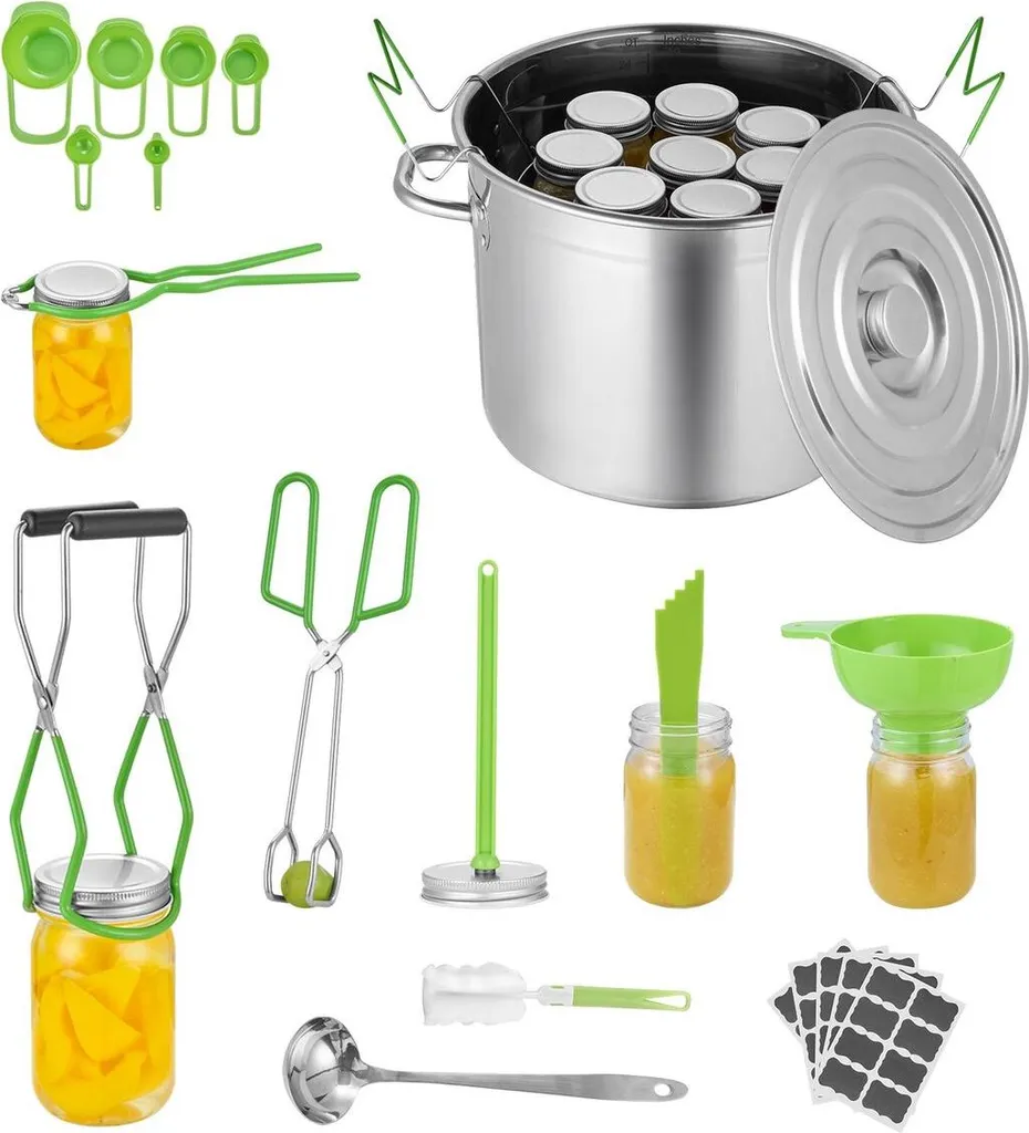 Kit Sterilizzazione Barattoli 11 Pezzi - Pentola Bagnomaria Inox - 1
