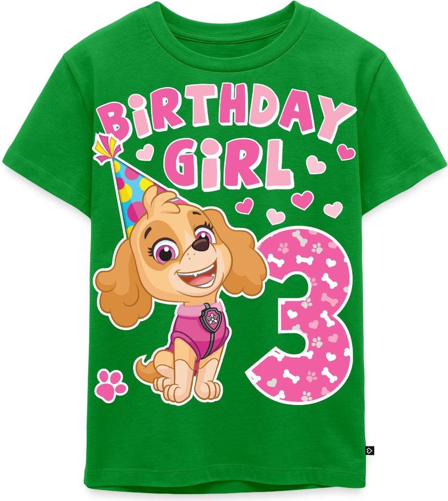 Spreadshirt Paw Patrol 3 Jahre Alt Geschenk 3. Geburtstag Skye Kinder Premium T-Shirt, 110/116 (4 Jahre), Grün