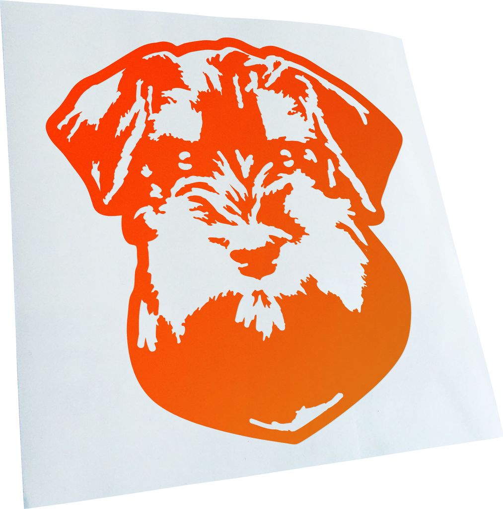 Kiwistar - Autoaufkleber - miniature Schnauzer Hund - Neonorange - 60x55cm - Aufkleber für Auto, Laptop, Fahrrad, LKW, Motorrad mehrfarbig JDM Dec...