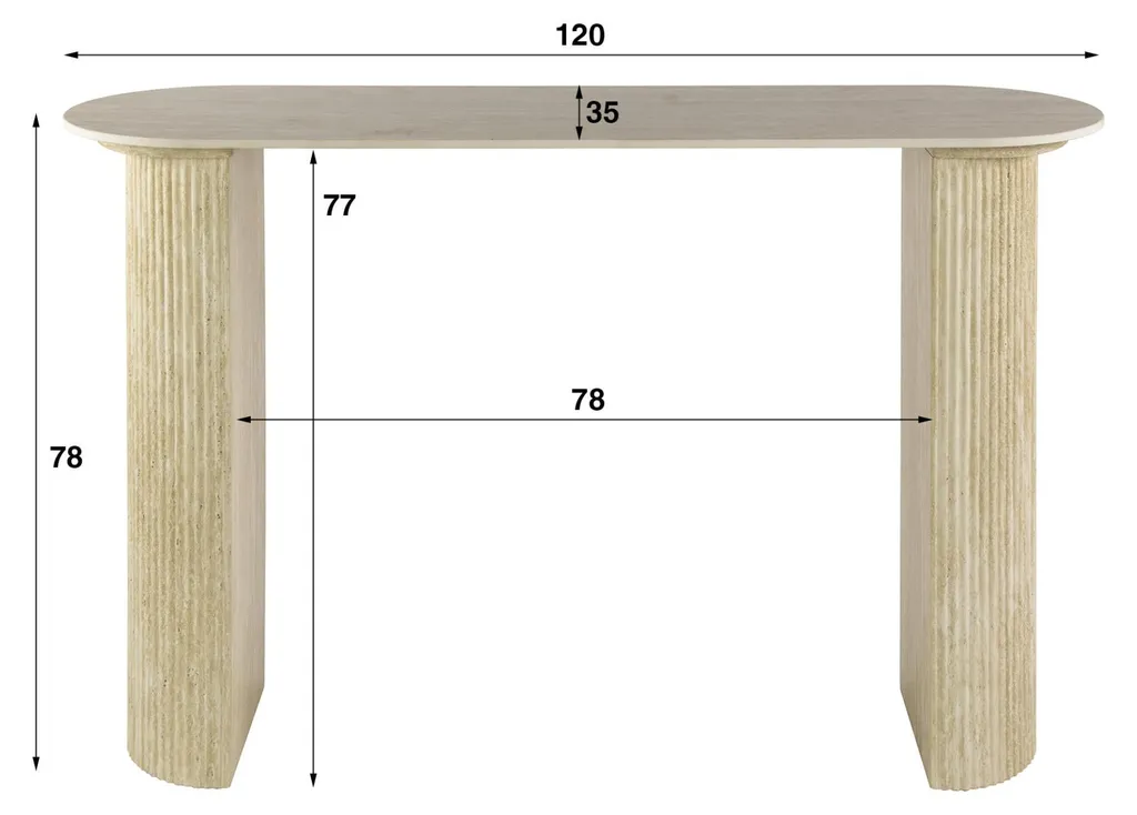 Console beige Romano 120 cm style minimaliste - Structure bois robuste - 3