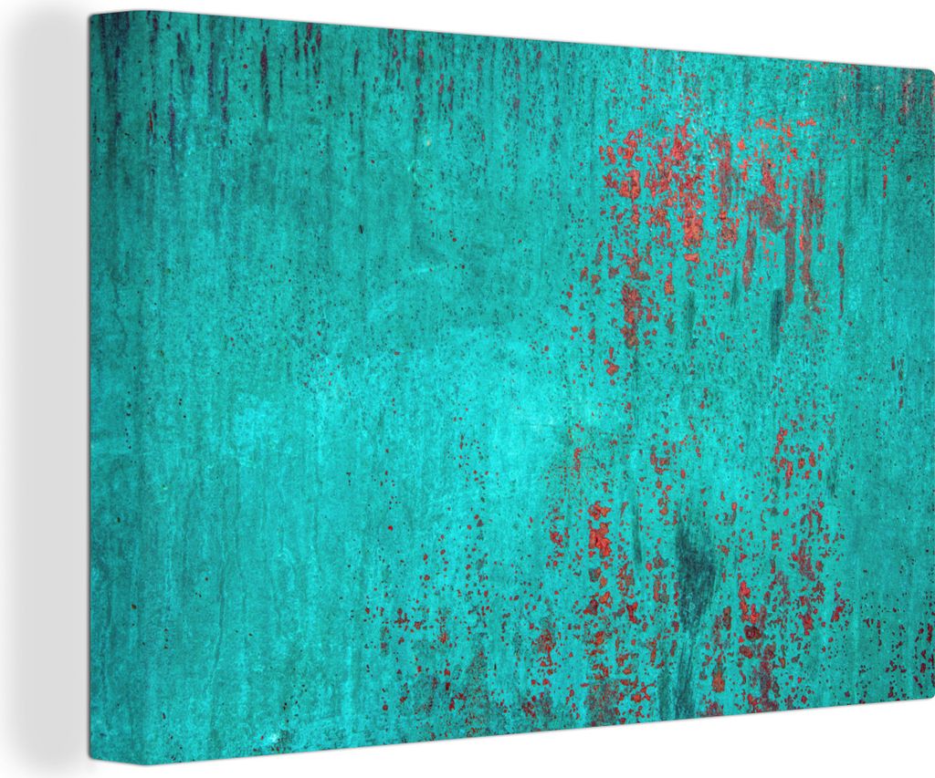 OneMillionCanvasses - Leinwandbilder - 140x90 cm, Struktur aus Kupfer mit blauer Patina, Wandbilder Kunstdruck Wanddekoration