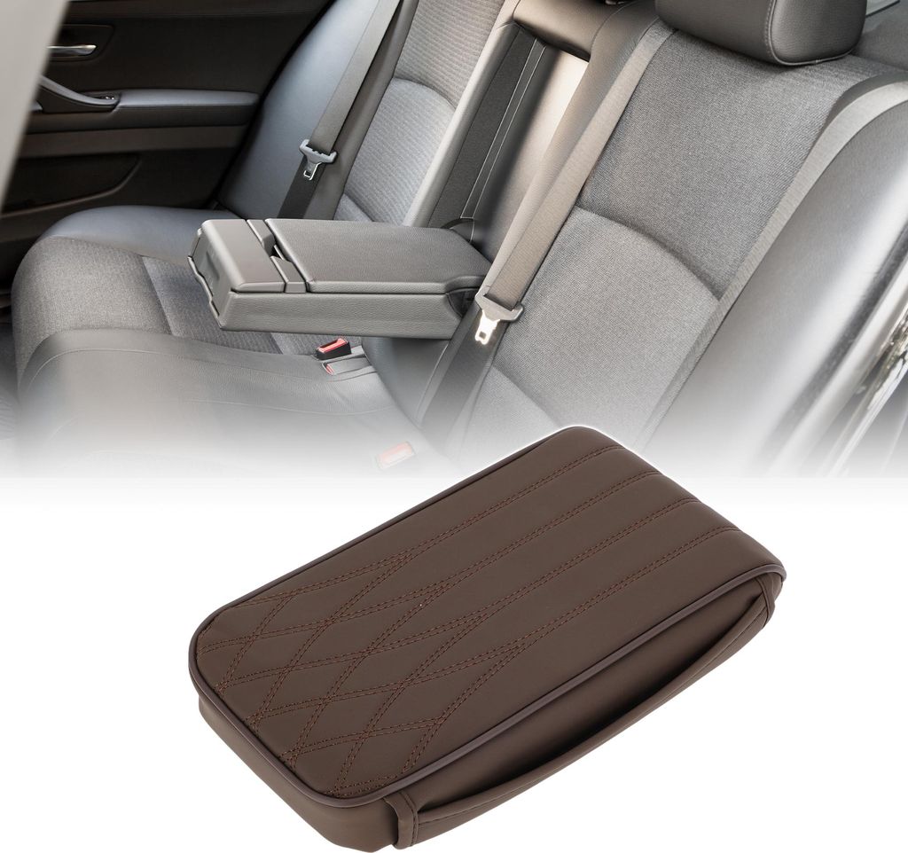 Memory Foam Auto Armlehnenpolster 11,81"x6,69" Mittelkonsole Abdeckung Armlehnen Sitzbox Abdeckung Kunstleder Kaffee