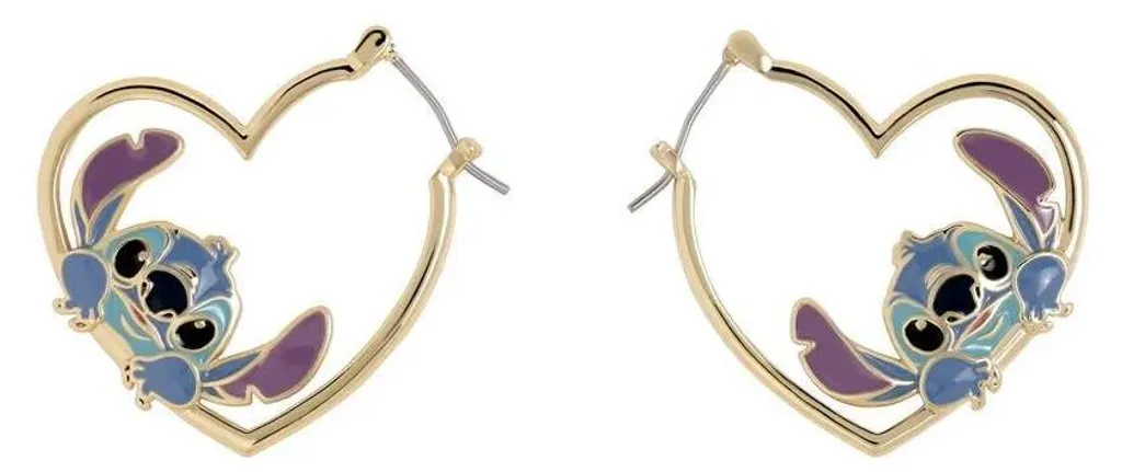 Boucles d'oreilles Stitch Love Disney en métal anallergique argenté