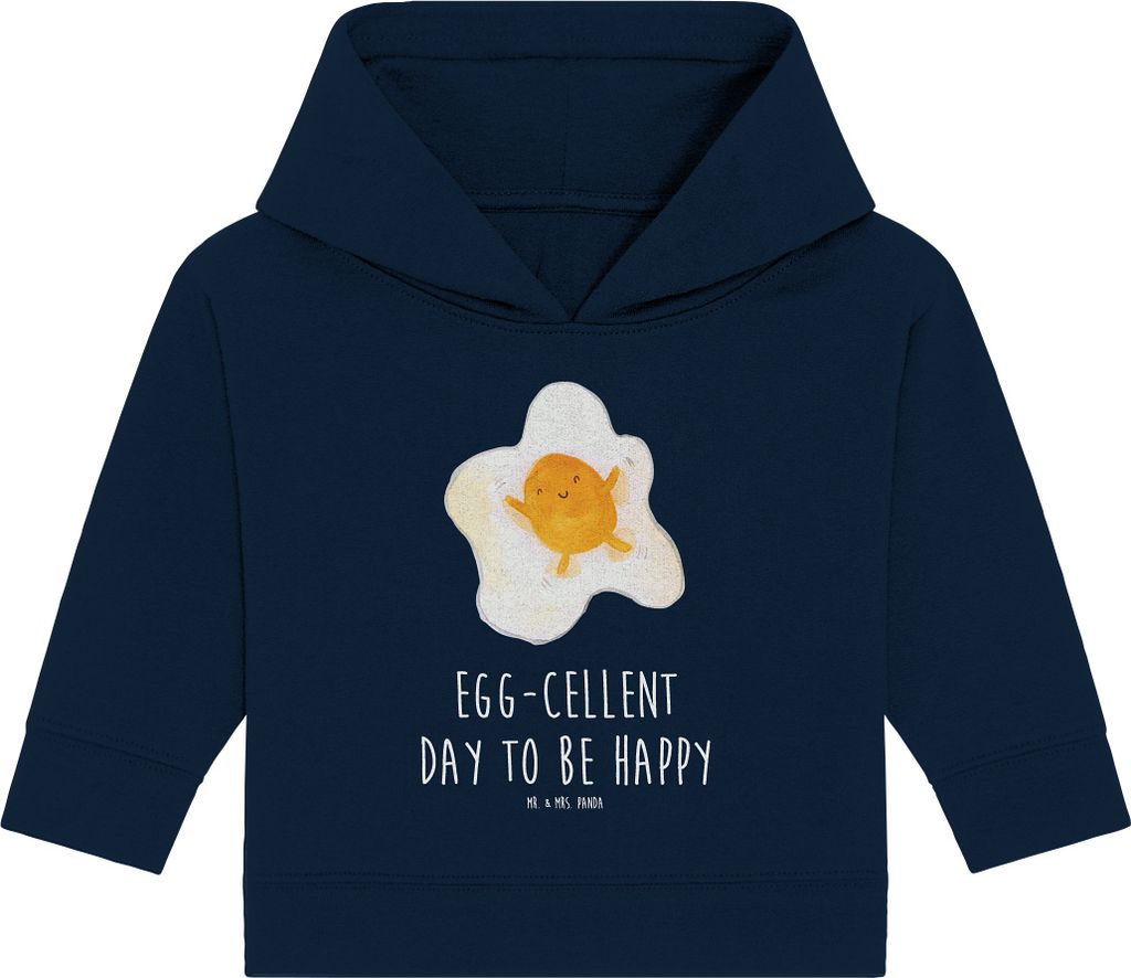 Mr. & Mrs. Panda Organic Baby Hoodie Spiegelei Ei 24. - 36. Monat - French Navy - Geschenk, Glücklich, Tag, Liebe, Schön, Kapuzensweatshirt, Lust...