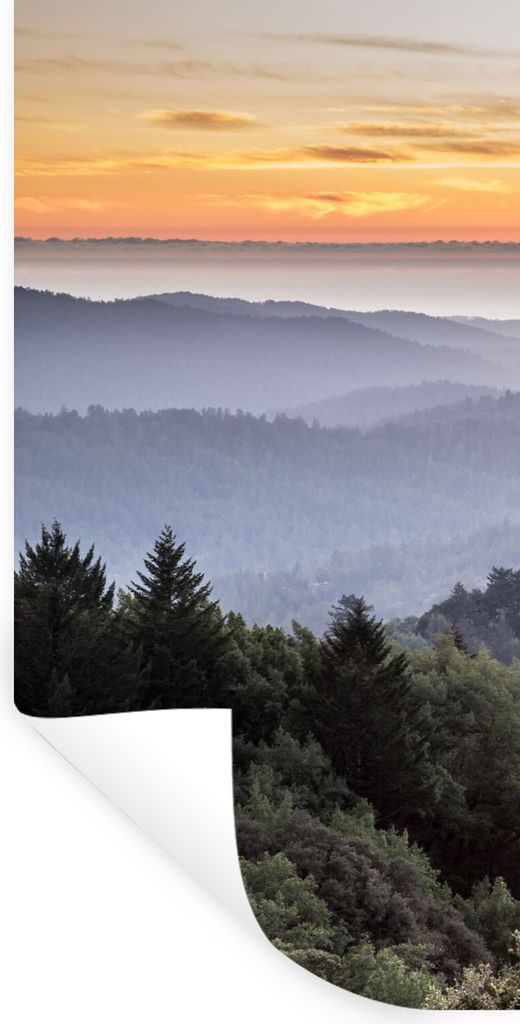 MuchoWow Wandtattoo Wandsticker Wandaufkleber Berge - Sonne - Wald - Landschaft 20x40 cm Selbstklebend und Repositionierbar - Selbstklebend - Fot...