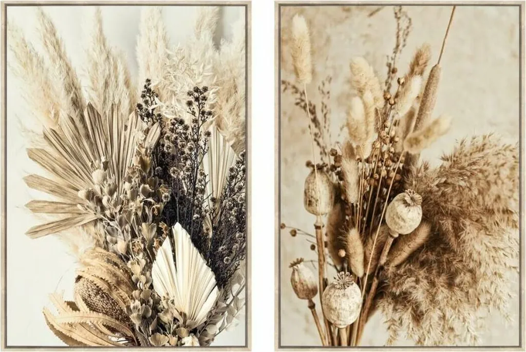 Décoration Murale Salon : Set de 2 Tableaux Floraux Scandinaves 80x120