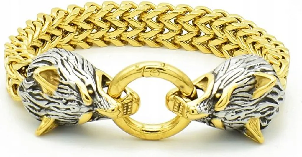 Bracelet Viking Loups Amulette Nordique en Acier 316L Modèle 437