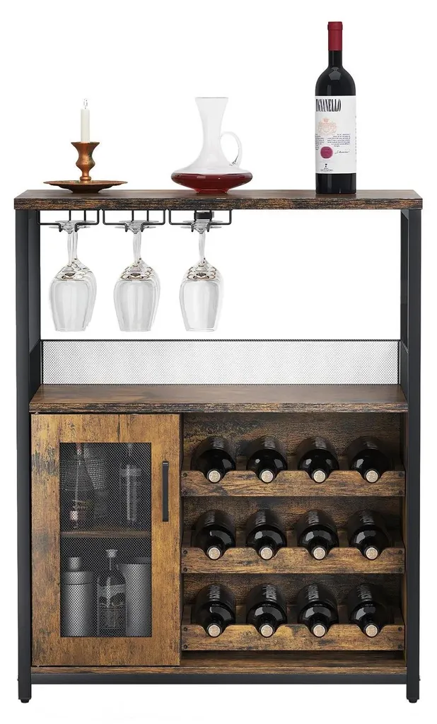 Station bar de salon pour réception avec support verres et rangement vin