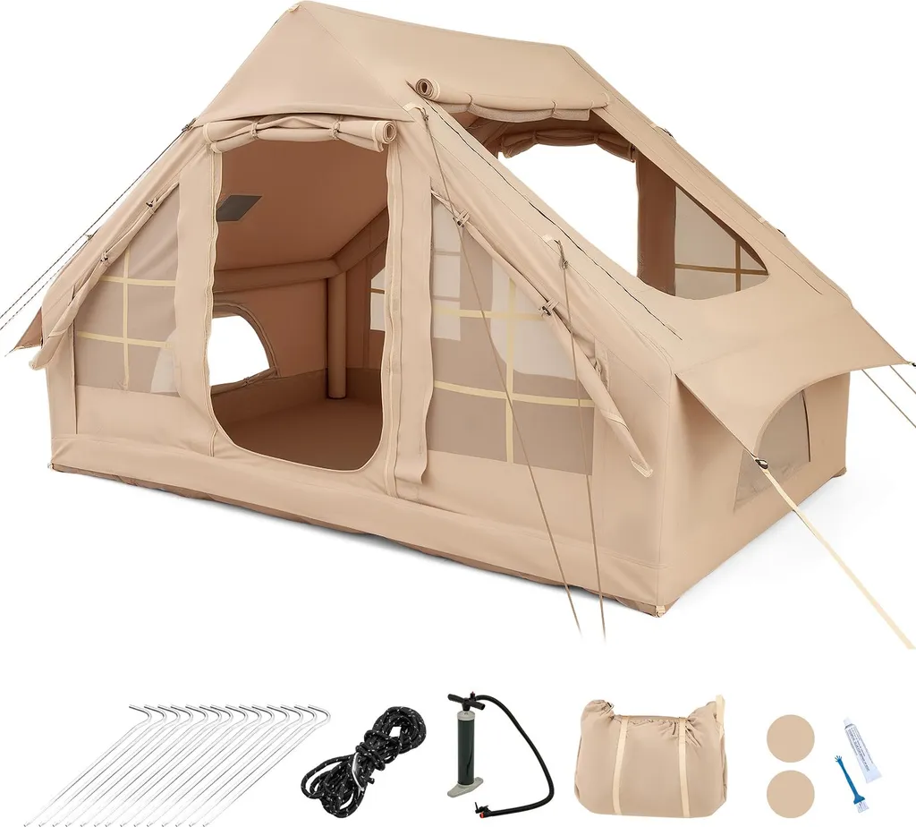 Tente Gonflable COSTWAY 4-6 Personnes avec Pompe et Sac de Transport