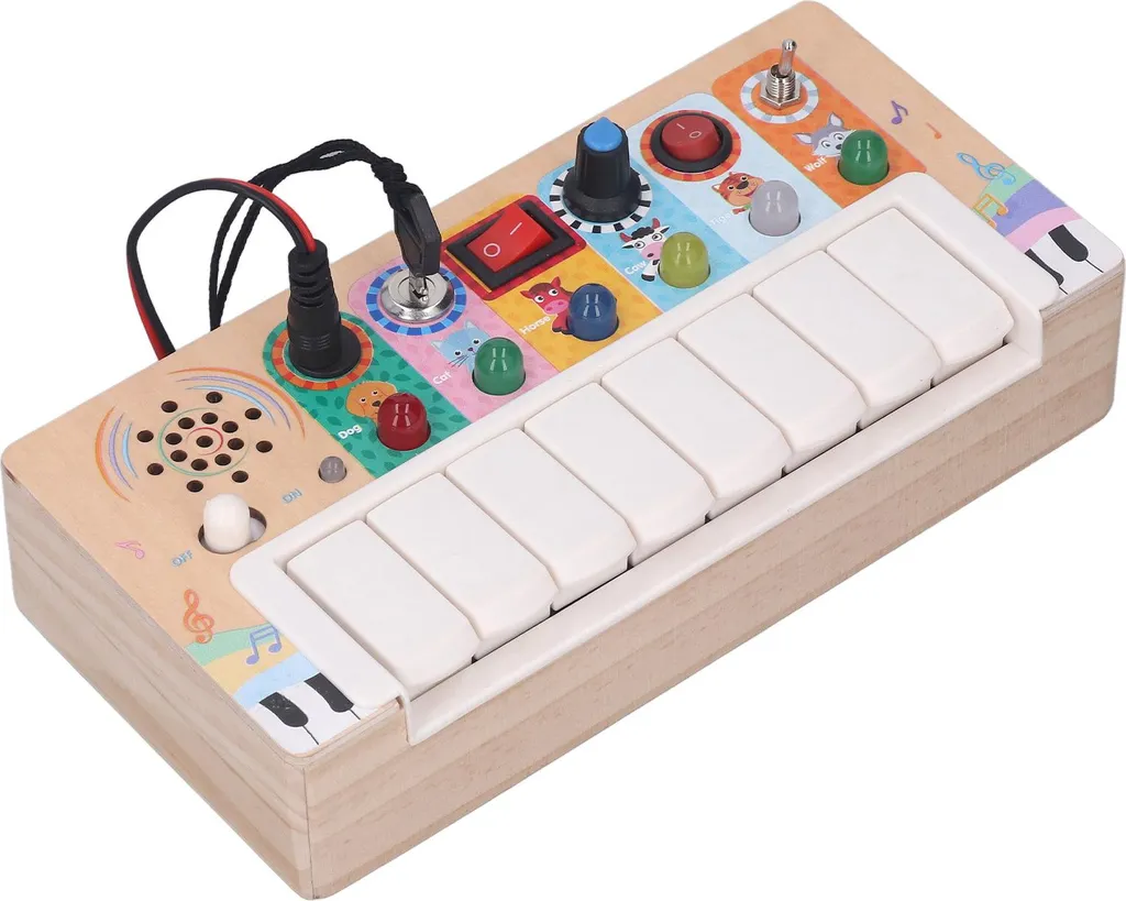 Planche à capteurs bébé en bois Montessori avec LED, modèle Wood-03