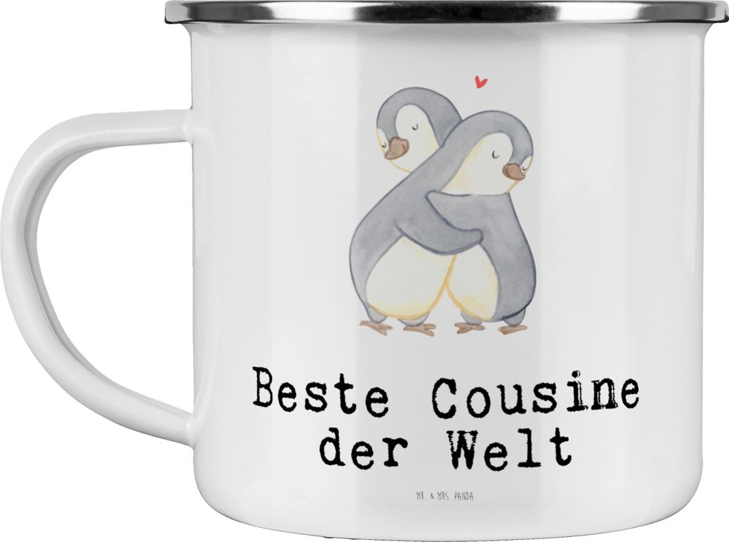 Mr. & Mrs. Panda Teetasse Pinguin Beste Cousine der Welt - Weiß - Geschenk, Familie, Verwandtschaft, Teebecher, Geschenkidee, Kaffeepott, Campingb...
