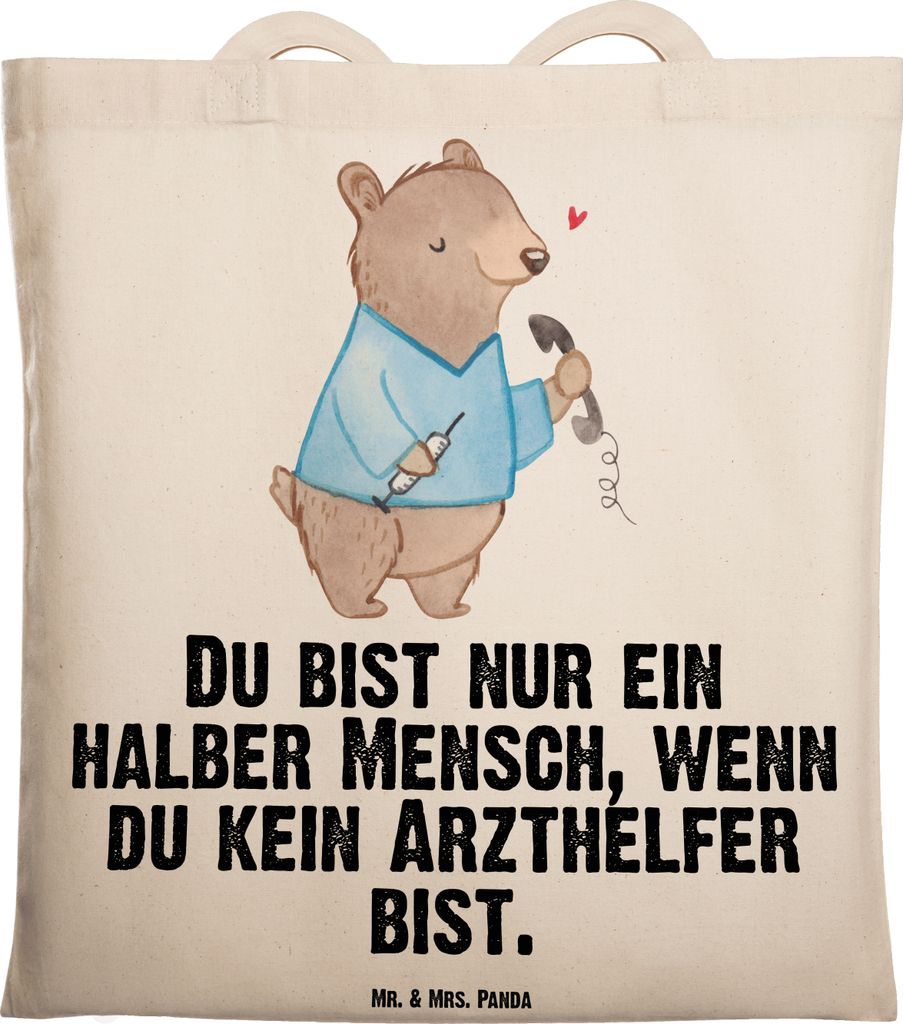 Mr. & Mrs. Panda Shopping Tasche Arzthelfer Herz - Transparent - Geschenk, Beutel, Einkaufstasche, Krankenhaus, krank, Beruf, Jutebeutel, Tote Bag,...