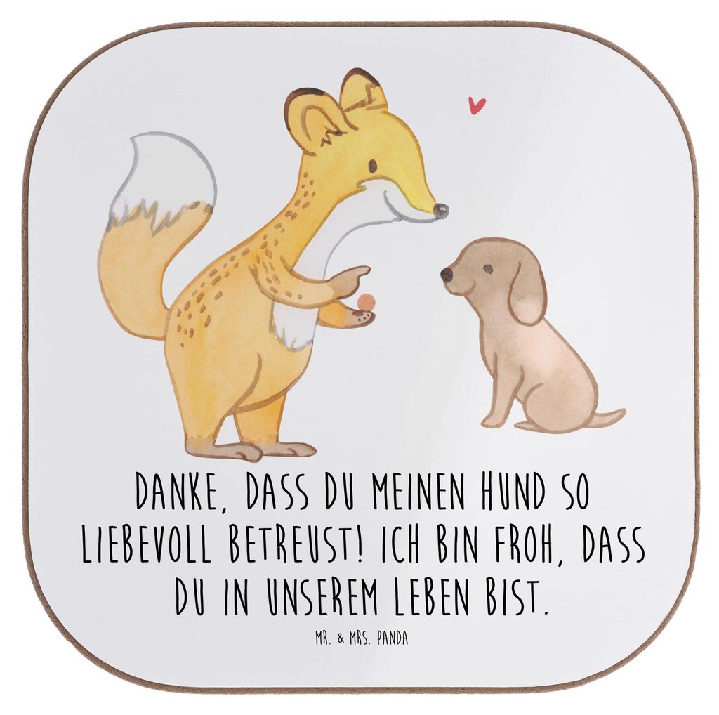 Mr. & Mrs. Panda Untersetzer Tee Danke Hundesitter - Weiß - Geschenk, Tassenuntersetzer, liebevolle Betreuung, sagen, dass du meinen Hund so liebe...