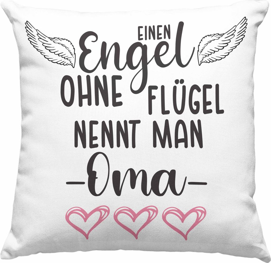 Trendation - Einen Engel Ohne Flügel Nennt Man Oma Deko-Kissen mit Füllung 40x40 Geschenk Muttertag Spruch Großmutter (Grau)