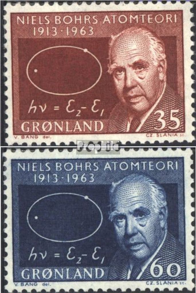 Briefmarken Dänemark - Grönland 1963 Mi 62-63 (kompl.Ausg.) postfrisch Atommodell von Bohr