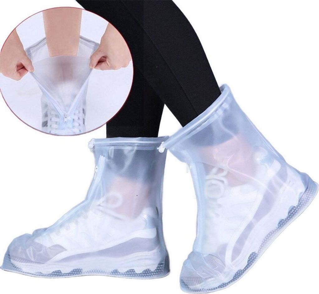 Schuhüberzieher Wasserdicht Durchsichtig Midi-Länge Wasserdicht Anti-Rutsch Schuhüberzieher Mit Reißverschluss,Farbe: Transparent, Größe: 39-40