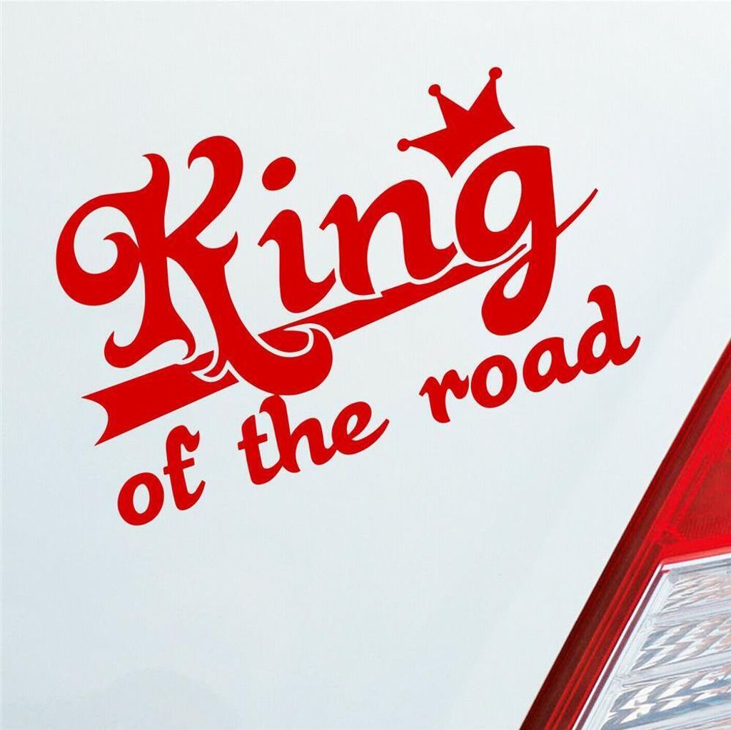 Auto Aufkleber King of the Road König Tuning 14x9 cm Rot Sticker Heckscheibenaufkleber
