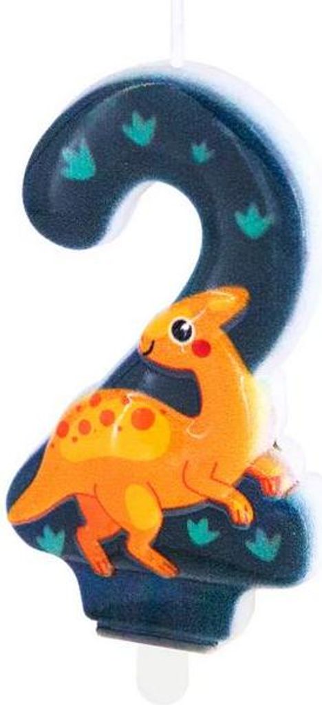 Tortenkerze Zahl 2 ZWEI Dino DINOSAURIER