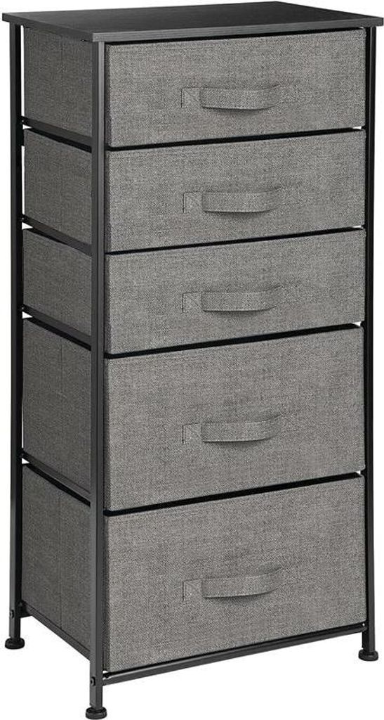 mDesign Kommode mit 5 Schubladen - Schrank Organizer - Stoffregal grau schwarz
