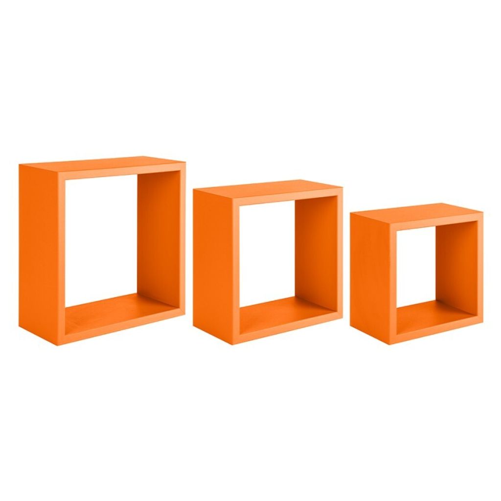 Set aus 3 modernen Wandregal-Würfeln Incubo - Orange Produktbild 