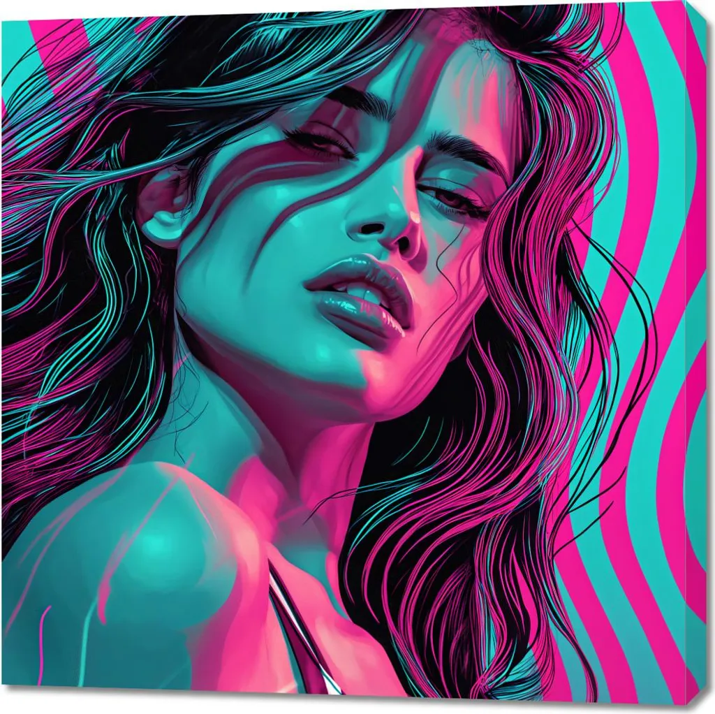 Image 90 x 90 cm Neonblick : Tableau Carré Moderne pour Salon Design