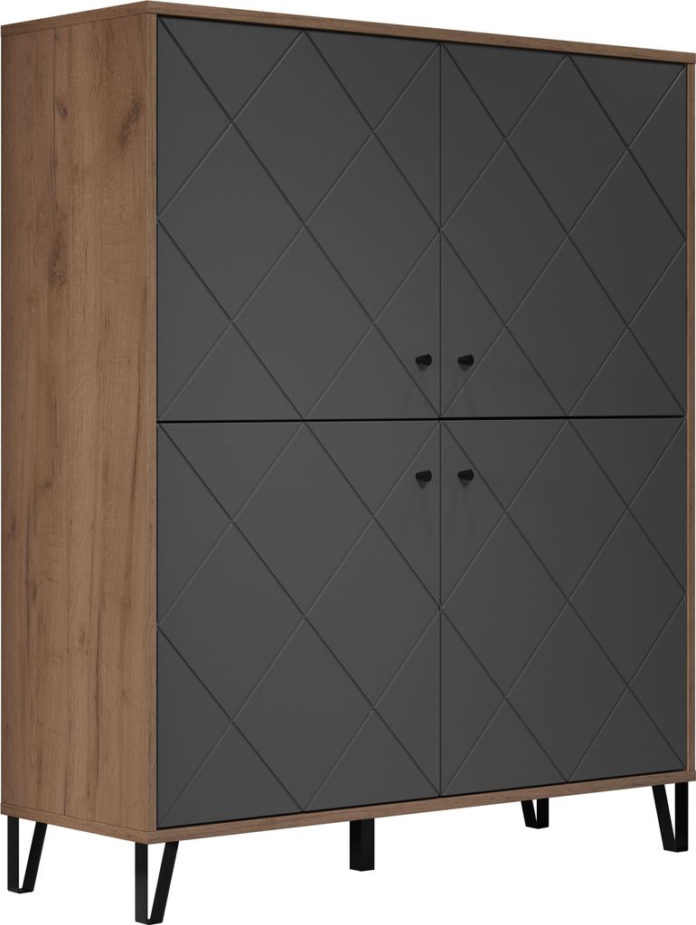 trendteam Montez Highboard Eiche Nachbildung/Graphit, B/H/T Produktbild 