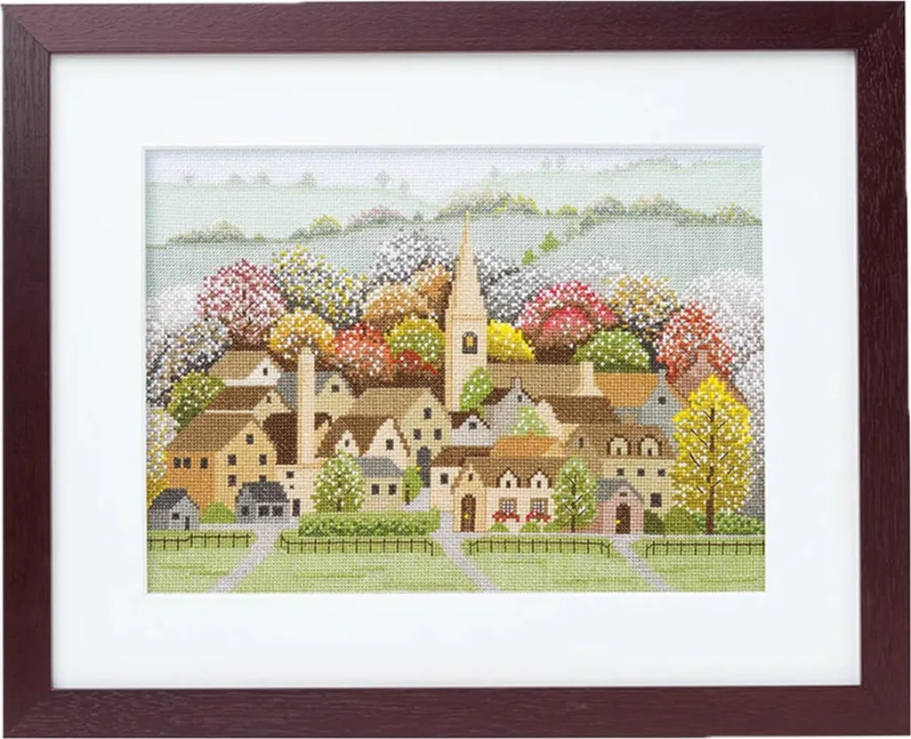 Kit broderie paysage d'automne pour décoration murale Olympus 23x32 cm